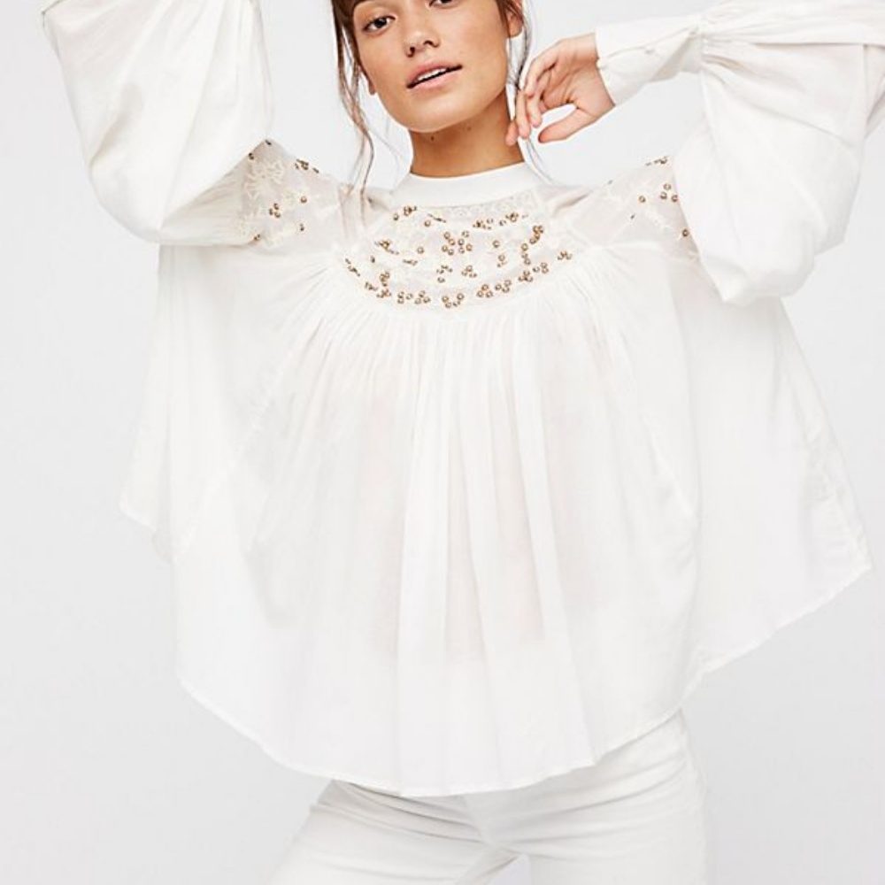 Free people have it my way mutton sleeve blouse